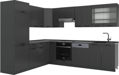 Vicco Hoekkeuken Fame-Line, Donkergrijs/Antraciet, 287 x 227 cm zonder werkblad