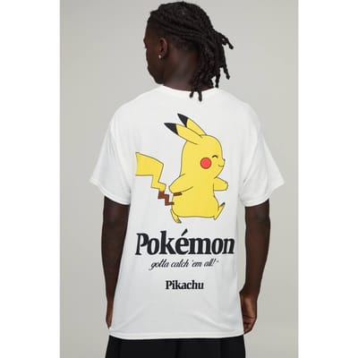 Oversized Pikachu Pokemon Licentie Print T-shirt | White | Size Small