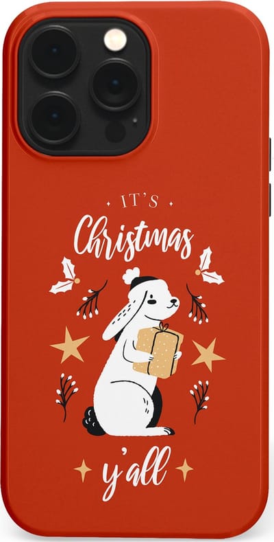 Casetastic hoesje geschikt voor Apple iPhone 14 Pro Max - MagSafe - Dubbellaagse bescherming - Kerst Konijntje Flappie - Fashion Case - Terracotta