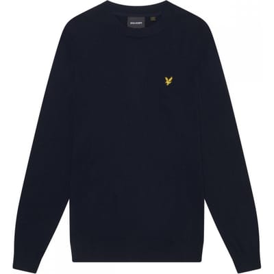 Lyle & Scott Cotton Merino Crew Neck Jumper Truien & Vesten Heren - Sweater - Hoodie - Vest- Donkerblauw - Maat M