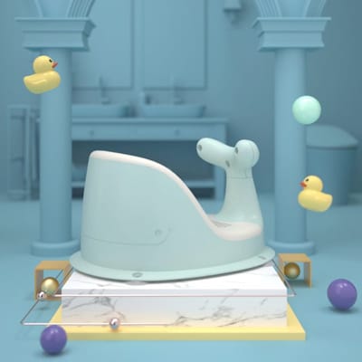 Walvisvormig Babybadzitje met Zuignappen - Veilig en Comfortabel voor Baby's van 6-36 Maanden