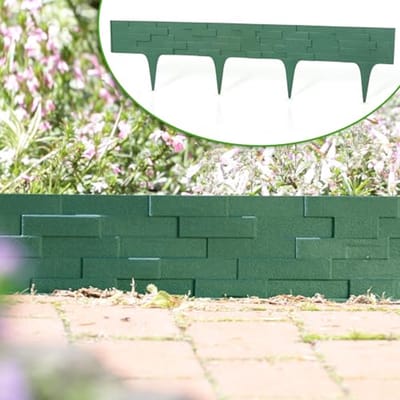 Flexibele Tuinpalissade in Steenlook - Kunststof Tuinrand voor Bloembedden - 2,37 m, Groen