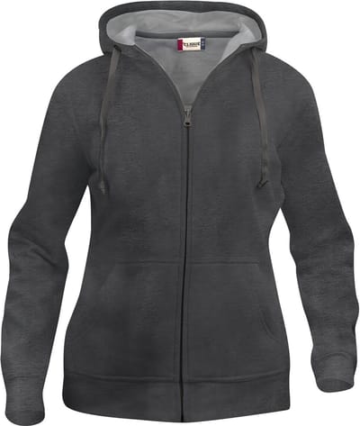 Basic hoody full zip ds antraciet mélange m