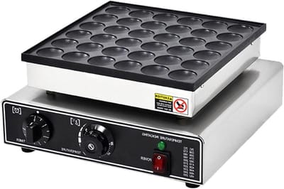 Mini Pannenkoekenmaker - Apparaat Poffertjes - Snelle Snacks Bakken - Antiaanbaklaag Gietijzer - 25-50 Stuks - Zilver