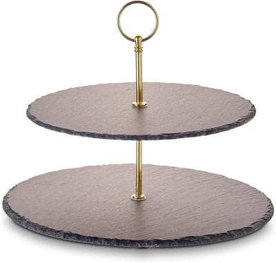 Aura® Serveertoren - Etagere - Tapasplank - Goud - 32cm x 4cm x 30cm