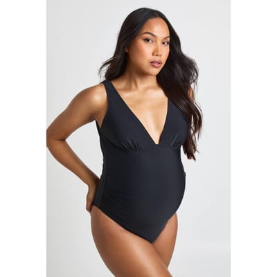 boohoo Dames Zwangerschaps Badpak Met Diepe Hals | Zwart | Maat: 46