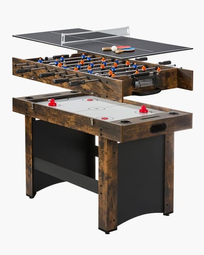 Airhockeytafel - 2-in-1 Multispeeltafel - 214 cm - Airhockey & Tafelvoetbal - Luchtaangedreven Speelveld - Inclusief Pushers en Pucks