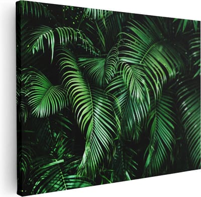 Artaza Canvas Schilderij Palmboom - 40x30 cm - Klein - Wanddecoratie Bladeren - Muurdecoratie Jungle - Kamer Accessoires