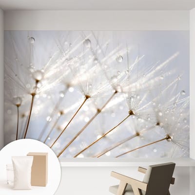 Coloray Behang - Roze paardenbloem Wandbekleding - 152x104 cm - Wit Behang - Voor natuurliefhebbers en liefhebbers van minimalisme - Behang Voor de slaapkamer, woonkamer en badkamer - Vliesbehang Bloemen en planten