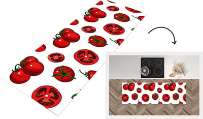 Keukenloper - Loper keuken - Rood - Patronen - Tomaten - 150x50 cm - Keukenloper vinyl
