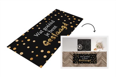 Keukenloper - Loper keuken - Quote - Geslaagd - Goud - 120x50 cm - Keukenloper vinyl