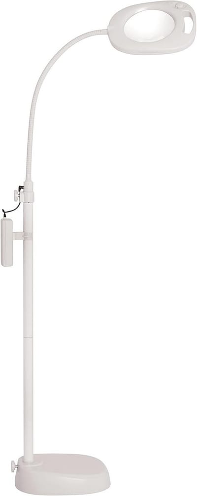LED Vergrootglas Vloerlamp met Verstelbare Tafelarmatuur - Wit - Mains of Batterijvoeding