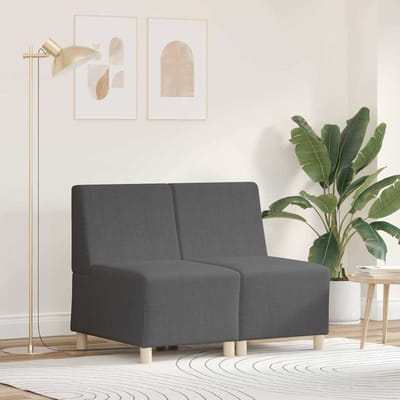 vidaXL Modulaire Bankeenheid Armlos 2 st Donkergrijs Katoen Stof