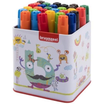 Bruynzeel viltstiften met blik big point - multicolour - 30st