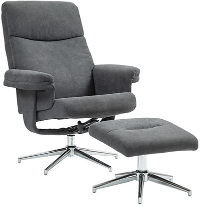 Relaxfauteuil met Voetenbank - Moderne Relaxstoel - Kantelbaar tot 130° - Verstelbare Rugleuning - tot 150 kg - Relaxstoel - Ligstoel - TV Stoel - Loungestoel - Leesstoel - Fluweellook - Antraciet