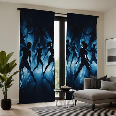 2 pièces Rideau décoratif HD deux danse jeunesse bleu imprimé numérique rideau décoration de maison style décoration salon chambre à coucher W52H63inchW132H160cm blue