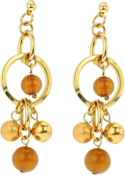 Behave - Goudkleurige oorhangers met kralenmix - Bohemian chic stijl