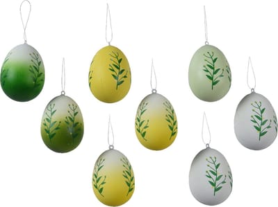 Decoris Paaseieren - 8x - kunststof - groen - D3,5 x H5 cm - paasdecoratie