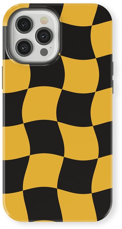 Checkered Warp Hoesje geschikt voor iPhone 12 Pro | Geschikt Voor Mag | Uniek Design Hoesje | Beschermhoes geschikt voor iPhone 12 Pro Yellow Rush
