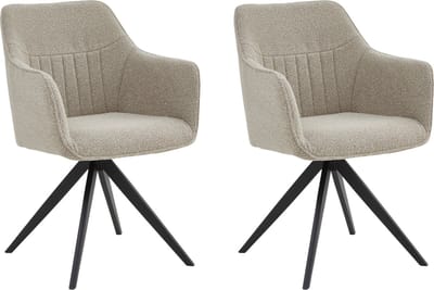 Colenis® - Yade Eetkamerstoel - Set Van 2 - Beige - Bouclé Stof - Industrieel