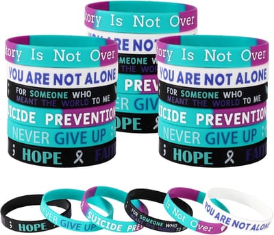 Armbanden voor Zelfmoordbewustzijn - Siliconen Polsbandjes voor Zelfmoordpreventie - Inspirerende Berichten - Motiverende Armbanden - Liefdadigheidscampagnebenodigdheden voor Mannen en Vrouwen