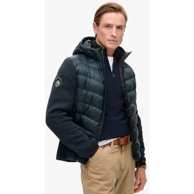 Superdry Gebreide Hybrid Storm jas met Capuchon Blauw Grootte: M