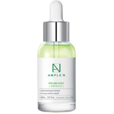 AMPLE:N Peeling Shot Ampoule 30ml – Sérum Exfoliant Doux pour une Peau Lisse, Claire et Éclatante