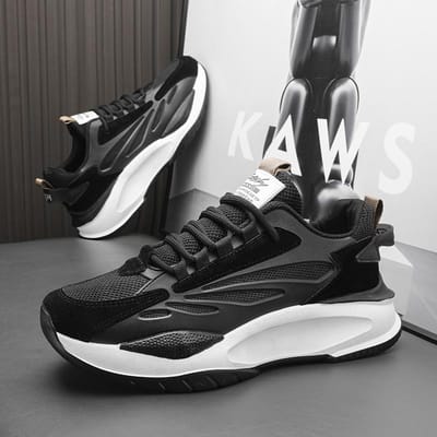 Heren Casual Sportschoenen Nieuwe Mesh Tennis Sportschoenen Hardlopen Gevulkaniseerde Schoenen Comfortabele Dikgezoolde Mode Ademende Schoenen 44 black