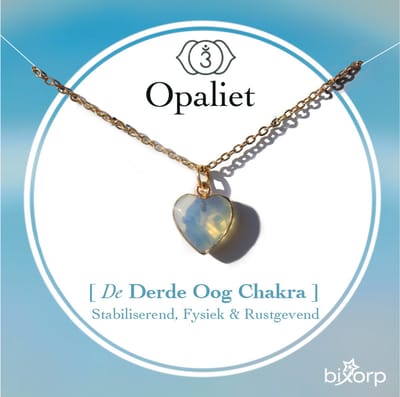 Bixorp Gems Opaliet Hartje Ketting - Chakra Ketting met 18k Verguld Goud & Roestvrij staal - 36cm + 8cm verstelbaar