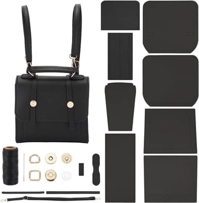 Dailygoods - WADORN DIY PU lederen schoudertas maken kit, crossbody tas doe-het-zelf materialen maken voor vrouwen handgemaakte steek lederen tas naaikit voor doe-het-zelf handtas accessoires schoudertas maken,