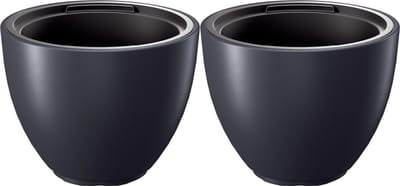 Prosperplast Plantenpot/bloempot Sevilla - 2x - buiten/binnen - kunststof - antraciet - D30 x H23 cm - met binnenpot