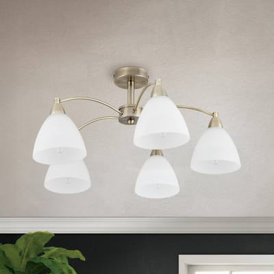 ORION Plafondlamp Kinga in oude messing look, 5 lampen