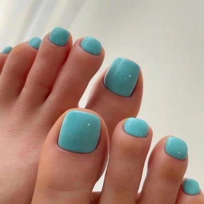 Dailygoods- Kunstnagels 24 Stuks - Blauw - Acrylnagels - Volledige Afdekking - Voor Tenen - Glanzend - Meerdere Maten - Teennagels