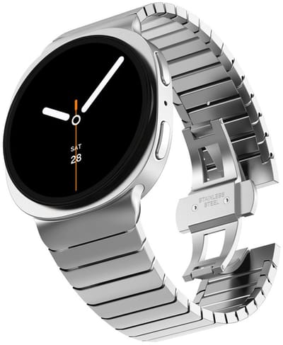 Luxe stalen bandje - geschikt voor Samsung Galaxy Watch 8 (40mm) / Galaxy Watch 8 (44mm) / Galaxy Watch 8 Classic - rvs schakelband met vlindersluiting - zilver