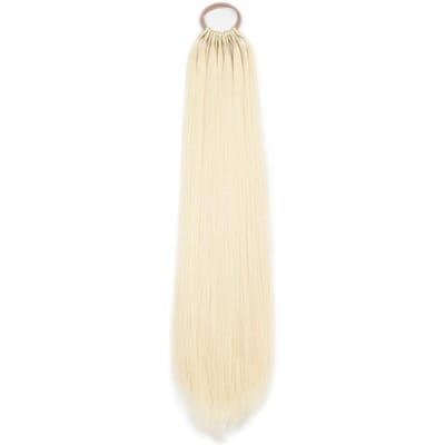 24 Inch Rechte Paardenstaart Met Elastiek Synthetische Paardenstaart Extensie Wrap Around Hittebestendige Paardenstaart Voor Vrouwen #613 white