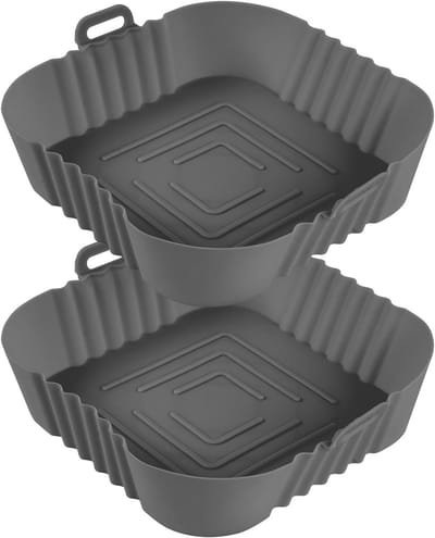 Herbruikbare Siliconen Air Fryer Pan Basket - 7.8" Vierkante Bakvorm, Vervangende Bakpapier Liner en Deksel voor Gezond Koken