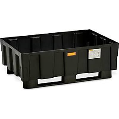 EURO opvangbak 250/2 CEMO, polyethyleen, met 2 sledes, met goedkeuring, B 1205 x D 805 x H 430 mm, zonder rooster