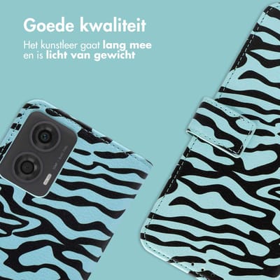 imoshion Hoesje - Geschikt voor Motorola Moto G24 Power - Design Bookcase smartphone - Black Blue Stripes