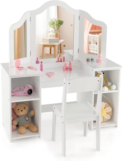 Betaalbare Goederen® Make-up tafel kinderen - Kaptafel - wit - make-up tafel - klaptafels - kaptafel zonder spiegel - make up tafel - bureau