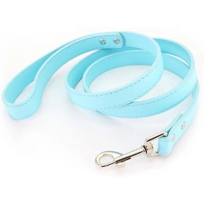 Lederen Kat Honden Leashes Kleurrijke Puppy Wandel Leashes Tuig Halsband Lijn Touw Voor Kleine Middelgrote Grote Honden Huisdierbenodigdheden 1.2M (Light Blue,S) lichtblauwe kleur