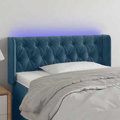 vidaXL - Hoofdbord - LED - 103x16x78/88 - cm - fluweel - donkerblauw
