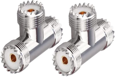 Dailygoody - UHF Triple Tee Connector - Coax Adapter - T Shape Splitter - 3 Weg - UHF Female - Geschikt voor Ham Radio en CB Antenna - 2 Pack