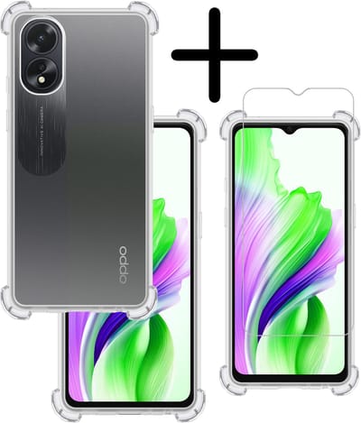 Hoesje Met Screenprotector - Geschikt voor OPPO A38 - Sterk & Shockproof - Siliconen Case - Back Cover - Telefoon Hoes - Shock Proof - Transparant