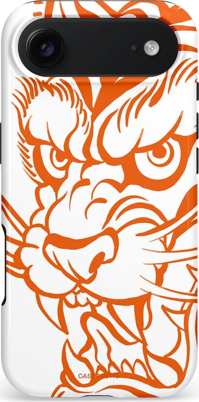 Casetastic hoesje geschikt voor Apple iPhone Air - MagSafe - Dubbellaagse bescherming - Wilde lijnen - Fashion Case - Wit Oranje Zand