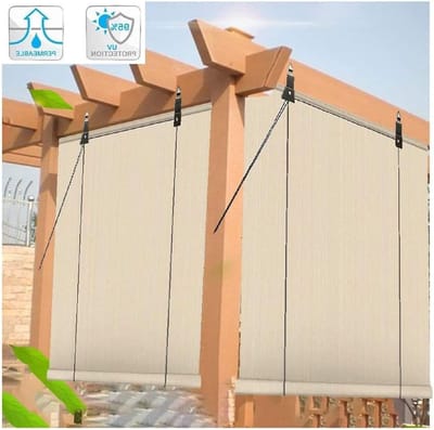 Buiten Rolschaduw - Terrasscherm - Privacy Creëren - 90% UV Bescherming - 1.35x1.4m - Beige