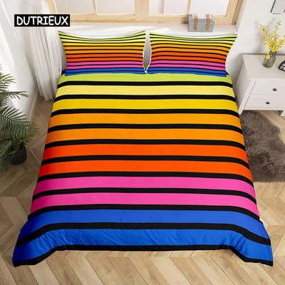Abstract Regenboog Kleurrijke Beddengoedset Queen King Single Dekbedovertrek Droom Polyester Dekbedovertrekken Kussensloop Zacht Beddengoed EU Double(200x200cm)