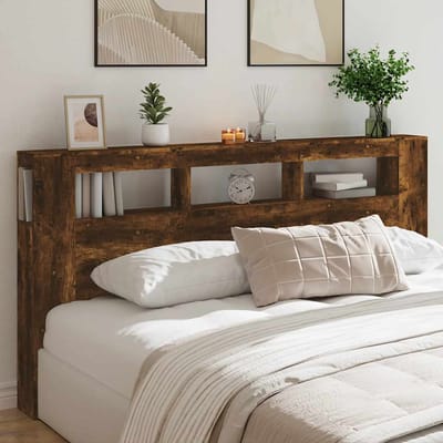 vidaXL - Hoofdeinde - met - LED - 200x18,5x103,5 - cm - bewerkt - hout - gerookt - eiken