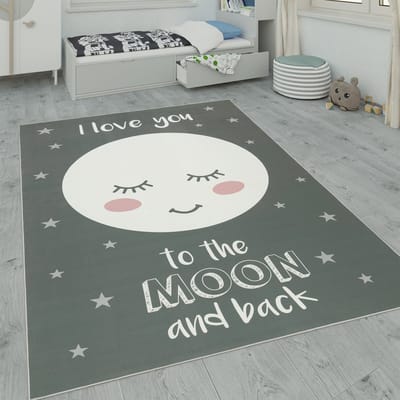Paco Home Kindervloerkleed, Kindertijd Met Ster, Maan En Ruitmotieven 80x150 cm
