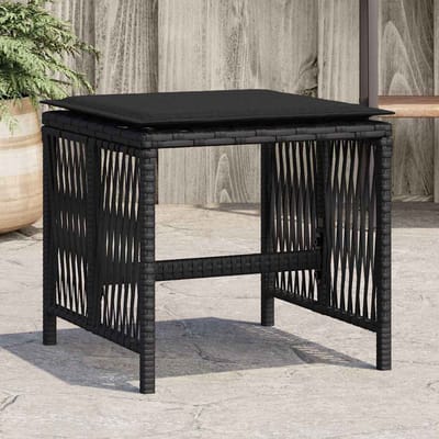 vidaXL - Tuinkrukken - 4 - st - met - kussens - 41x41x36 - cm - poly - rattan - zwart