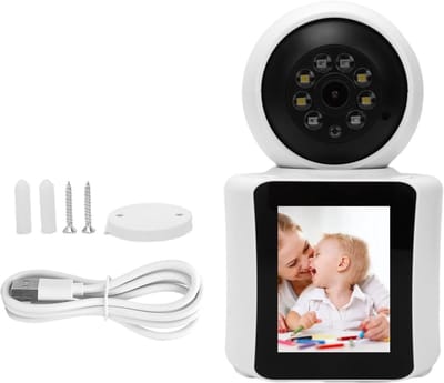 SnelShoppen - Indoor Beveiligingscamera Huisdier Dubbele Lens 1080p 120° ABS met Bewegingsdetectie Alarmfunctie
